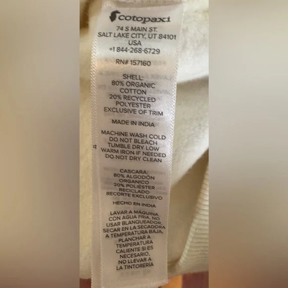 NWOT Cotopaxi Sweatshirt. Cream and multicolor, women size L - Picture 4 of 4